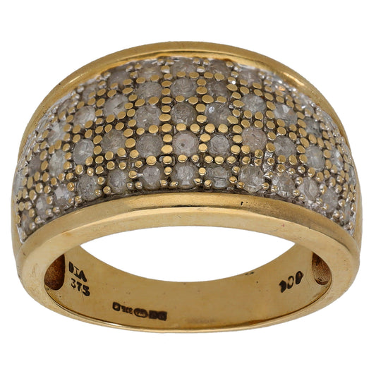 9ct Bicolour Gold 1.02ct Diamond Cluster Ring Size M
