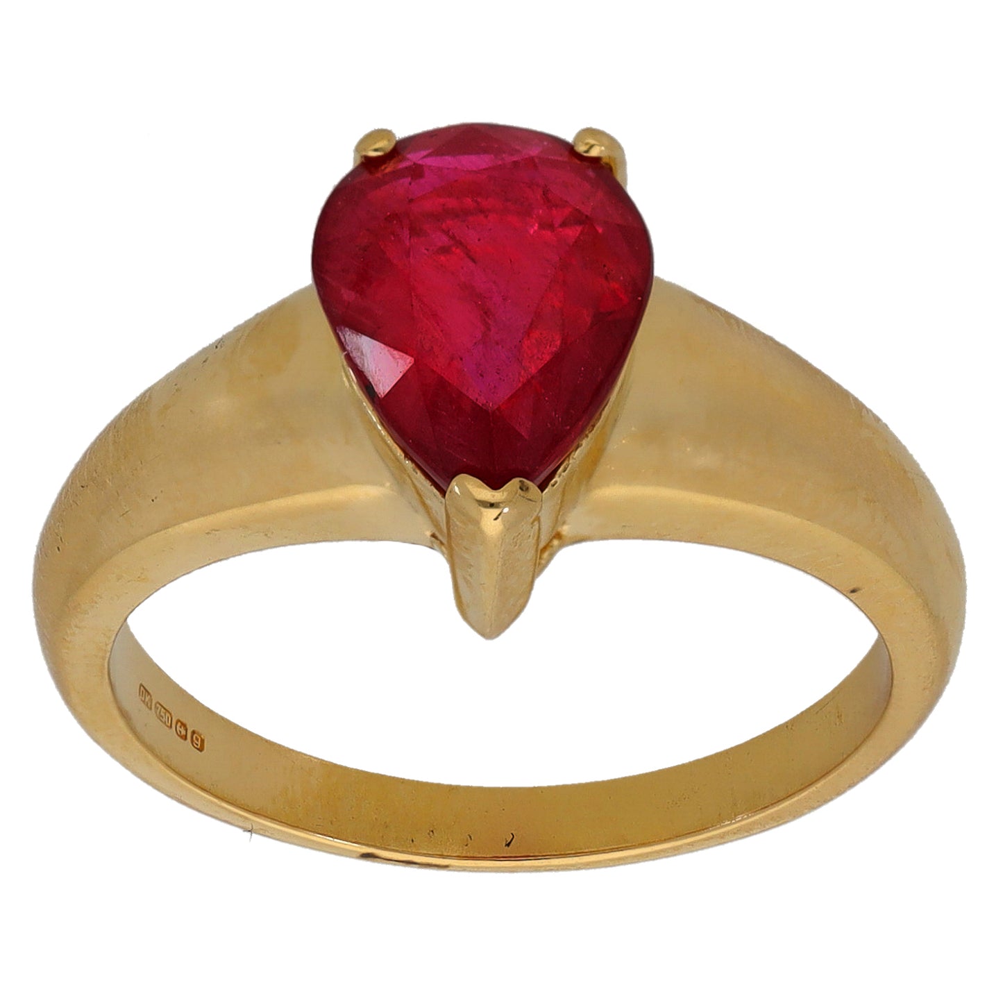 18ct Gold Ruby Single Stone Ring Size N