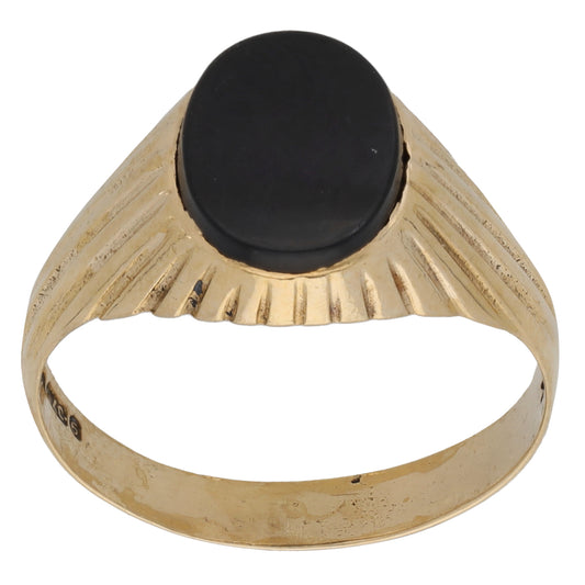 9ct Gold Onyx Single Stone Signet Ring Size O