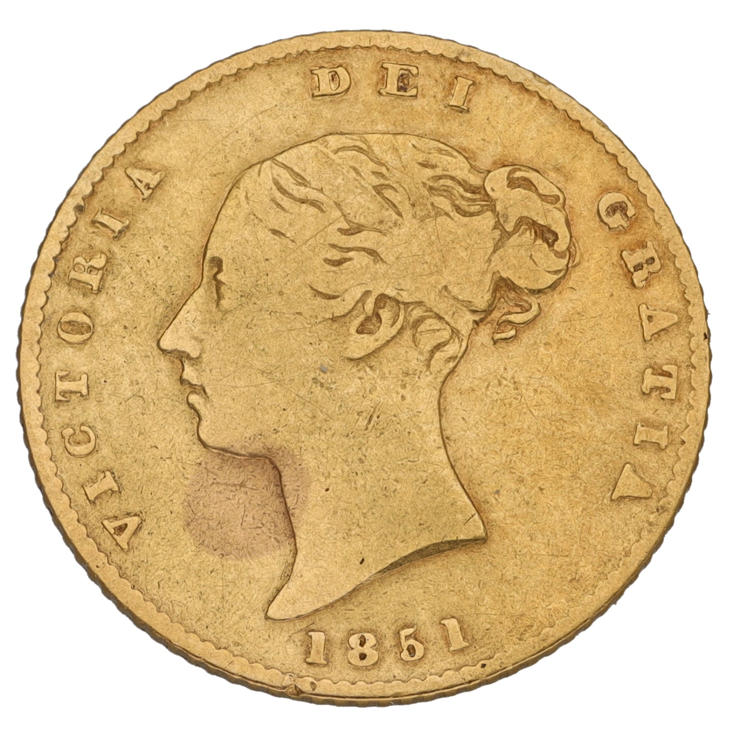 22ct Gold Queen Victoria Half Sovereign Coin 1851
