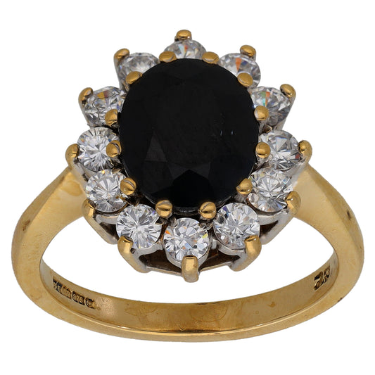 9ct Gold Sapphire & Cubic Zirconia Dress/Cocktail Ring Size P