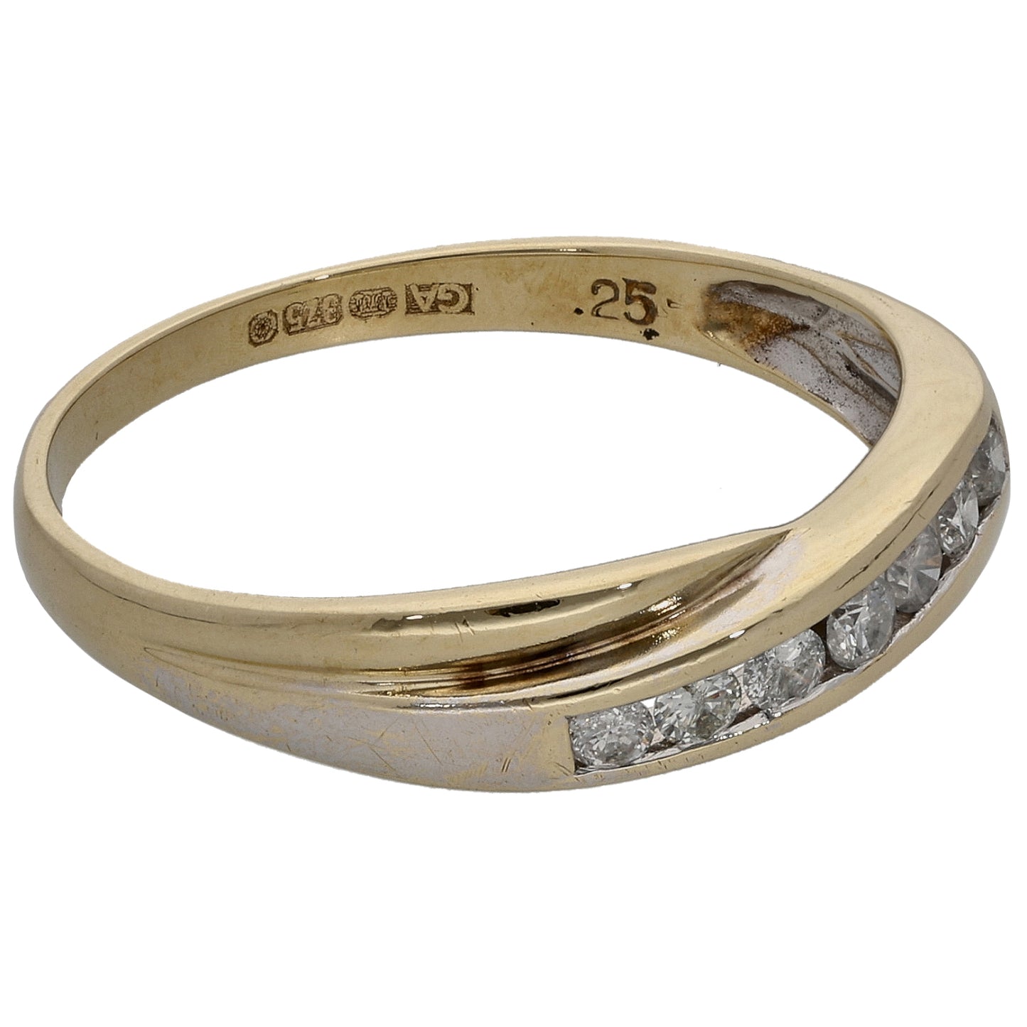 9ct Gold 0.25ct Diamond Half Eternity Ring Size R