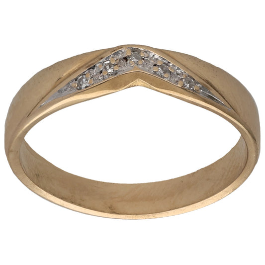 9ct Gold 0.05ct Diamond Wishbone Ring Size N