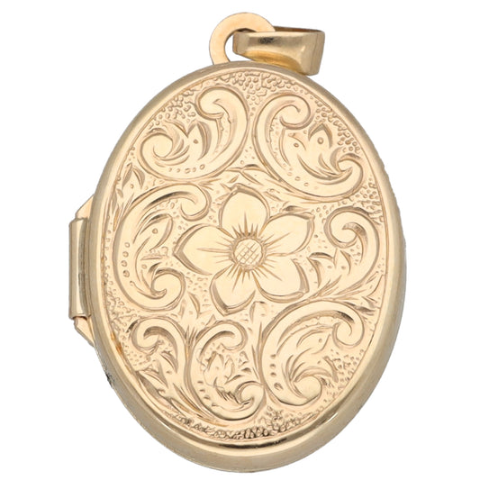 9ct Gold Patterned Locket Pendant