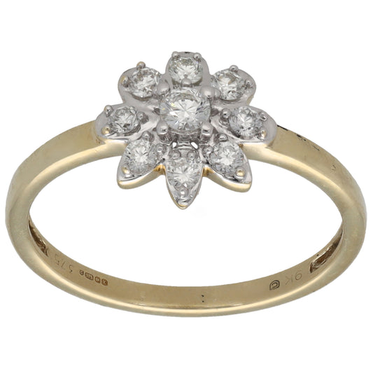 9ct Gold 0.09ct Diamond Cluster Ring Size L