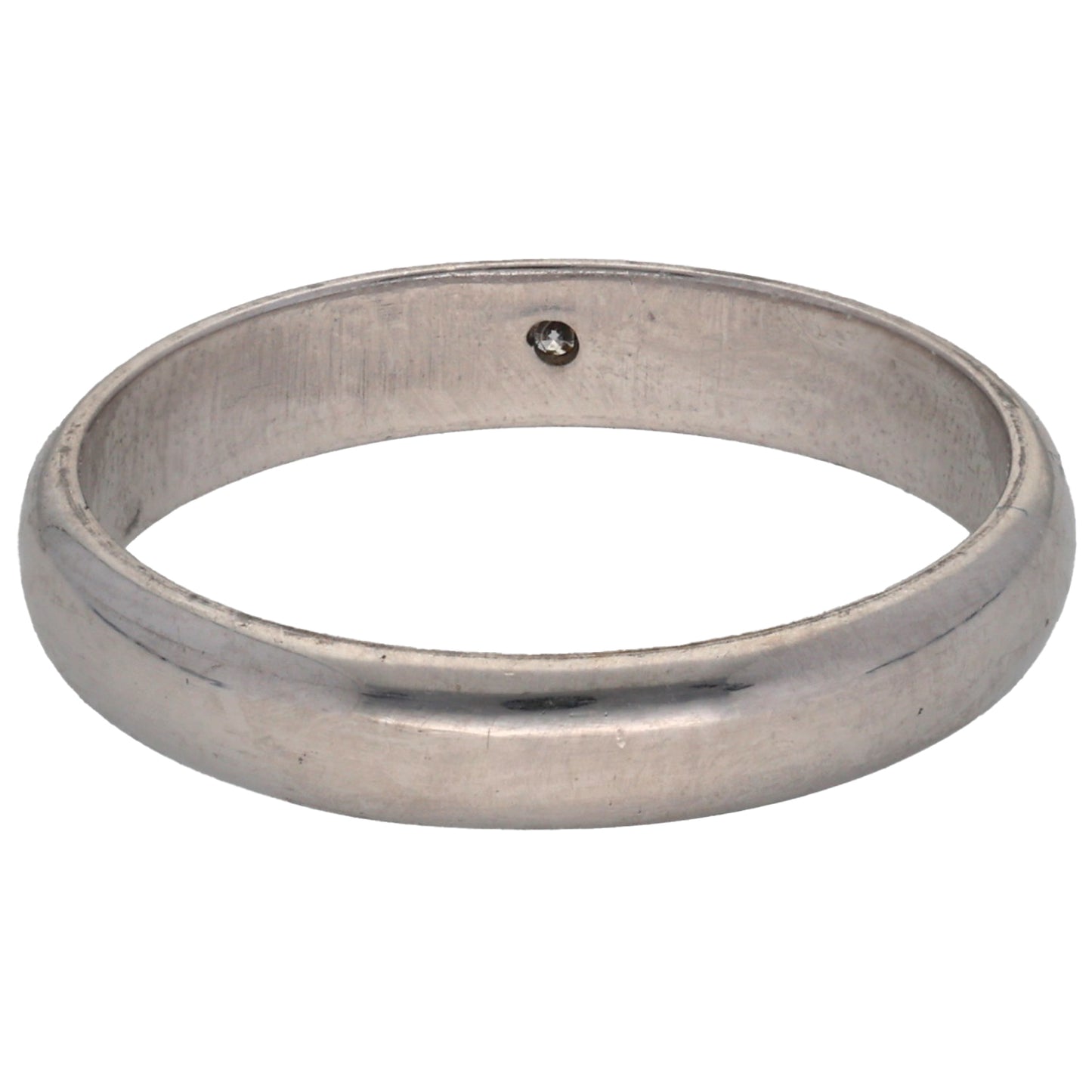 9ct White Gold 0.01ct Diamond Plain Single Stone Wedding Ring Size L