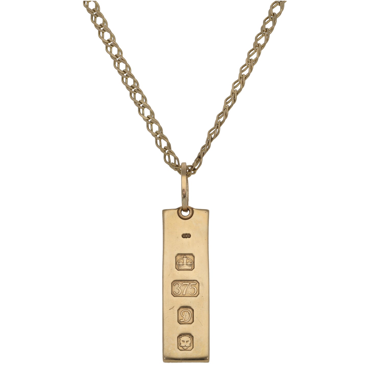 9ct Gold Ingot Pendant With Chain