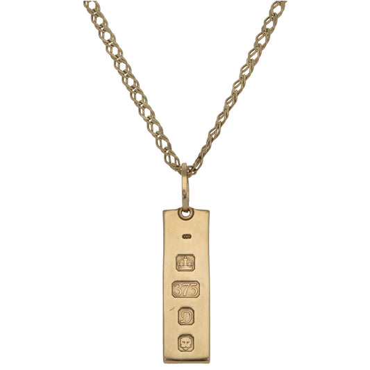 9ct Gold Ingot Pendant With Chain