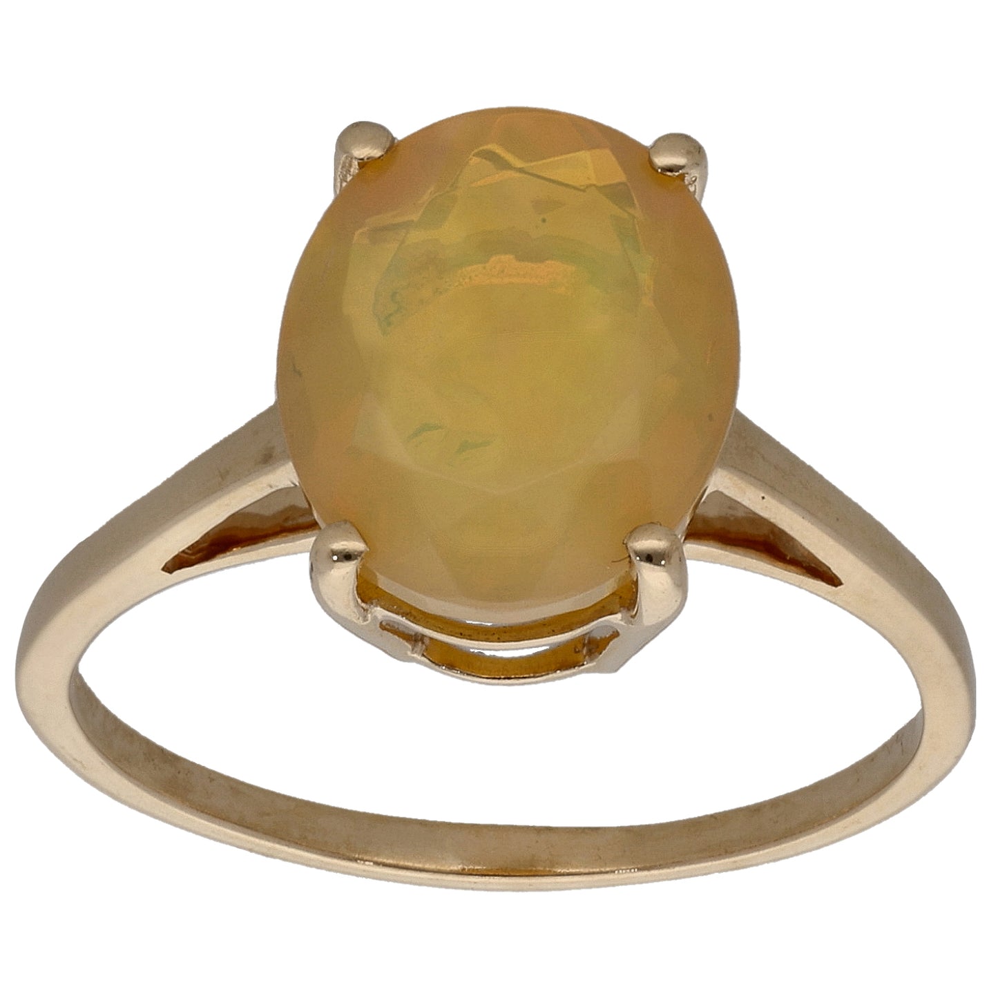 9ct Gold Opal Single Stone Ring Size R