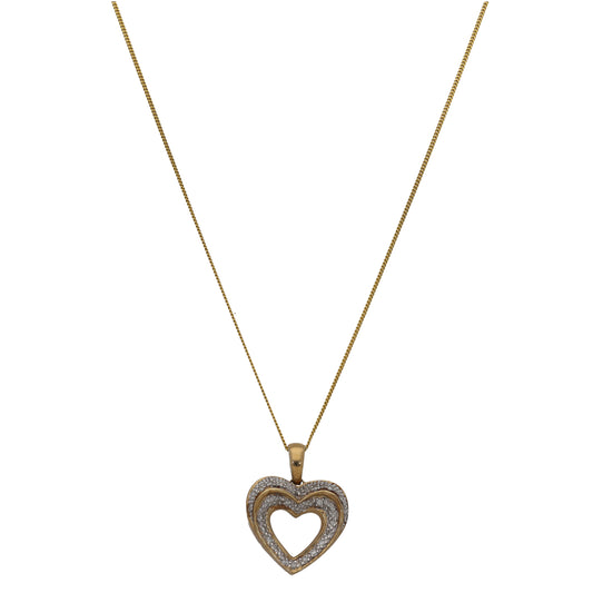 9ct Bicolour Gold 0.35ct Diamond Heart Pendant With Chain