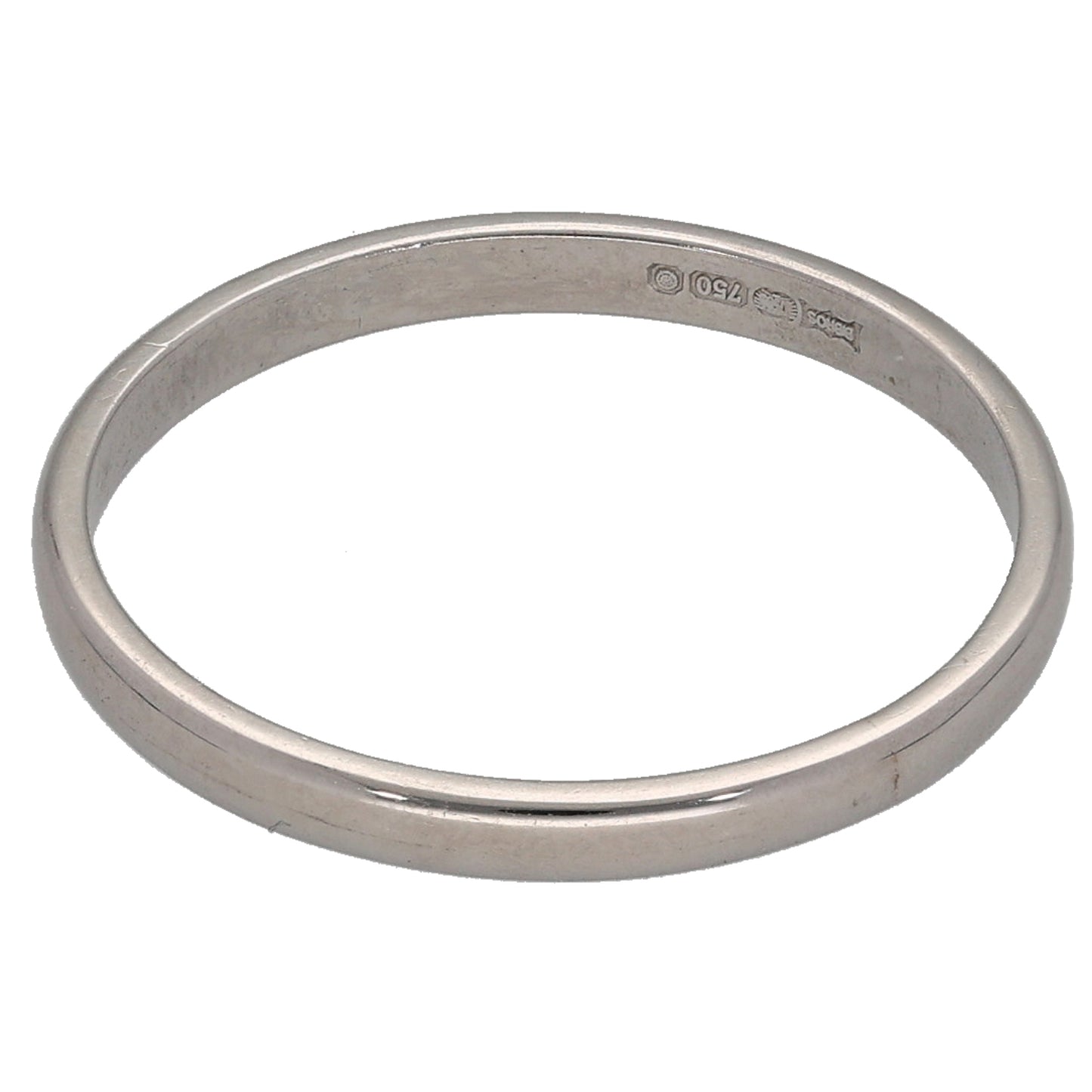 18ct White Gold Plain Wedding Ring Size L