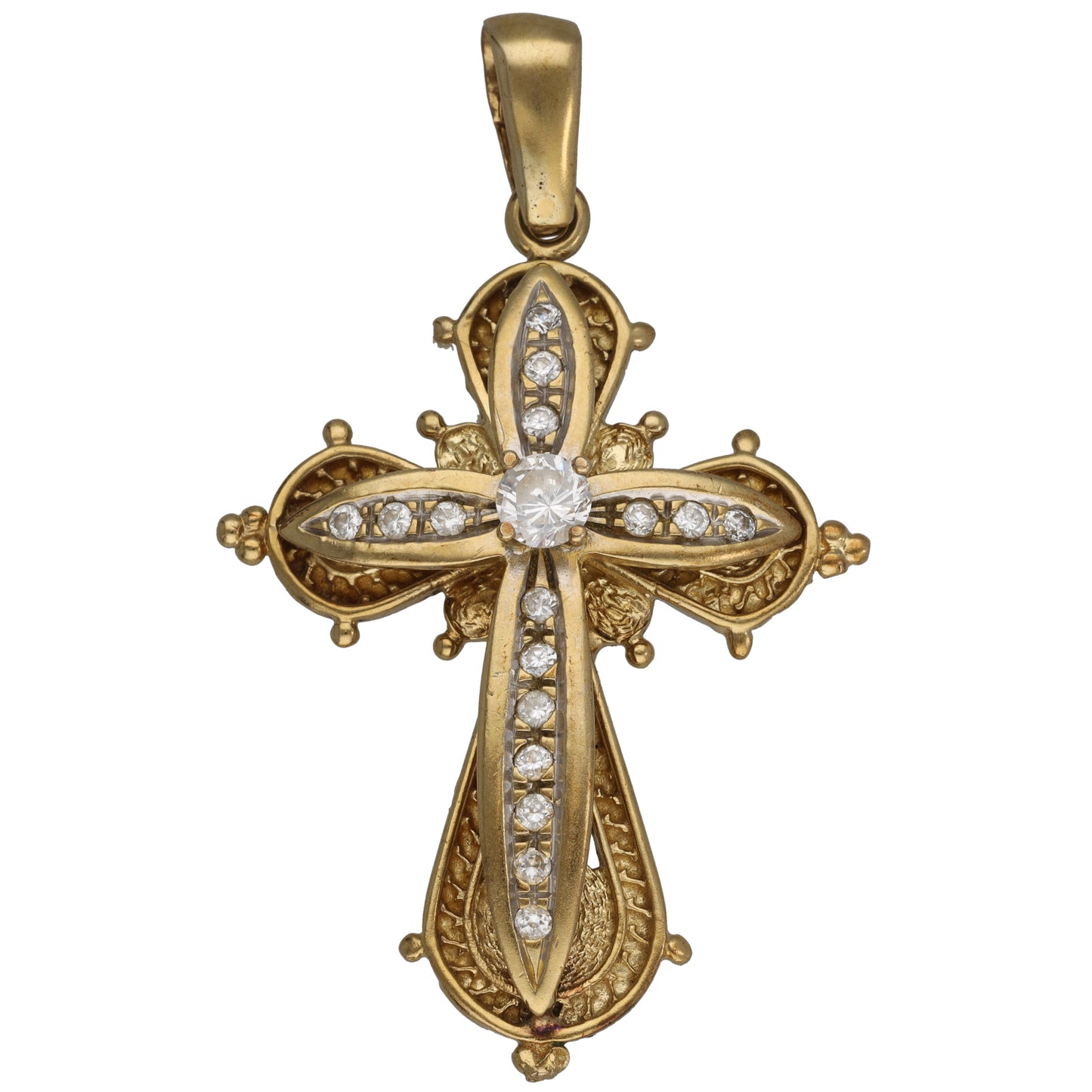9ct Gold Cubic Zirconia Cross Pendant