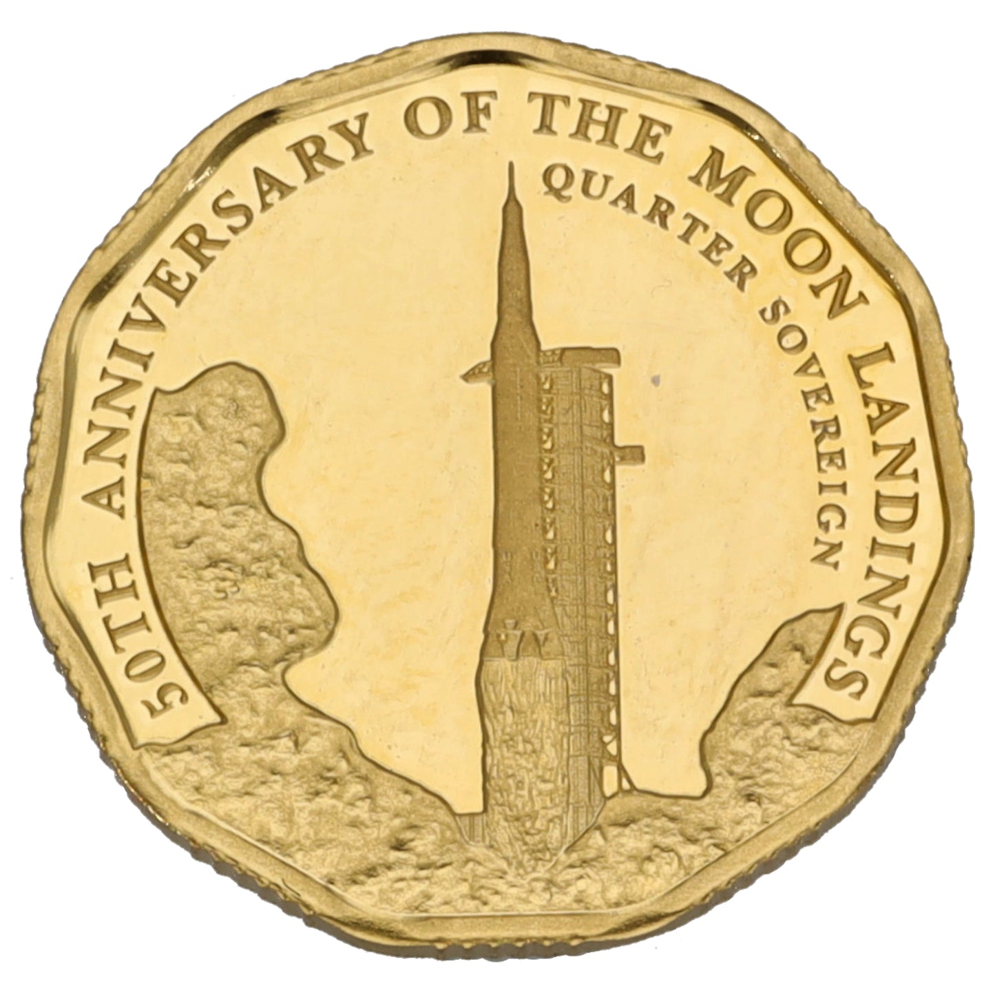 22ct Gold 50th Anniversary Of The Moon Landing Quarter Sovereign Coin 2019