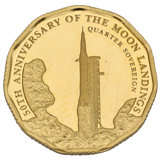 22ct Gold 50th Anniversary Of The Moon Landing Quarter Sovereign Coin 2019