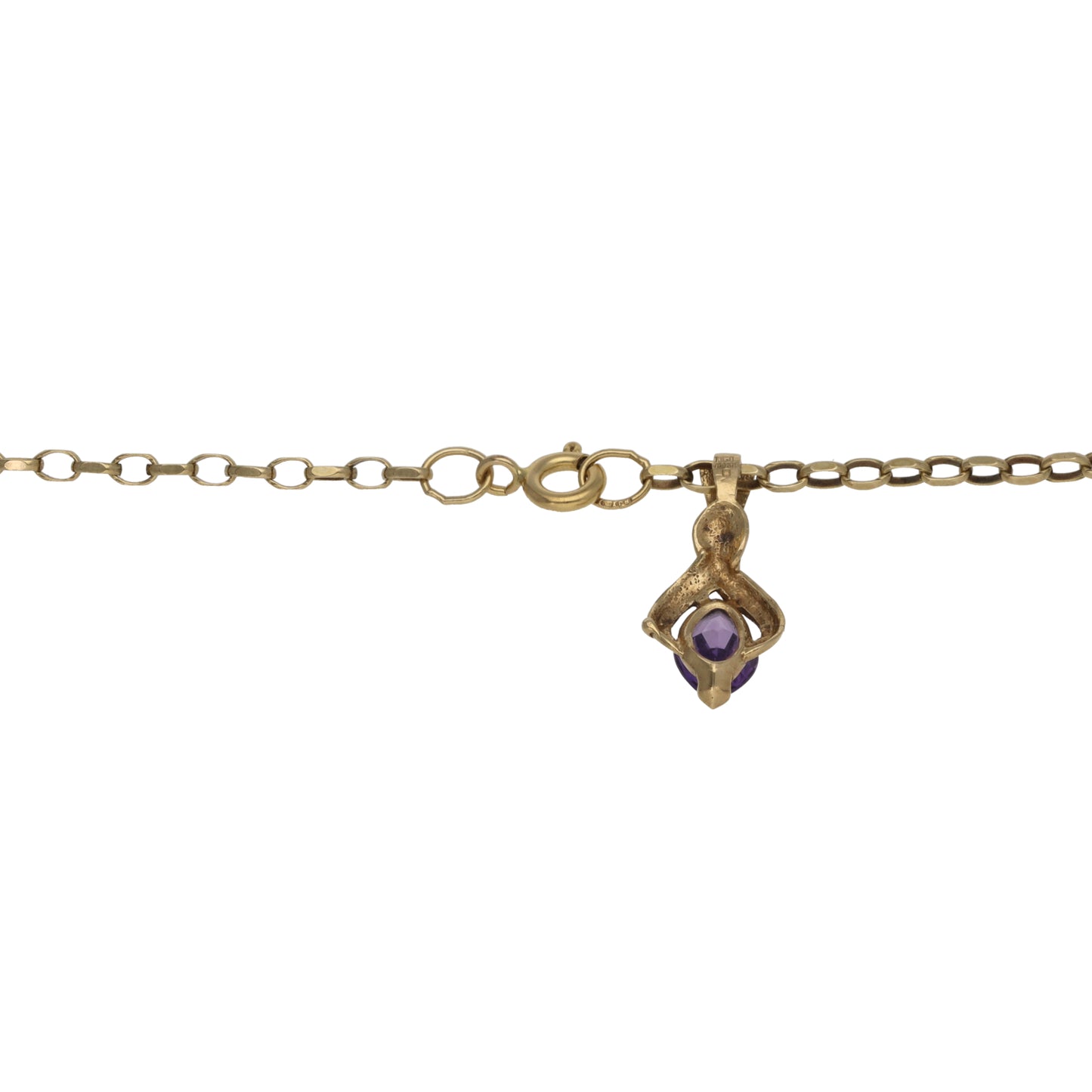 9ct Gold Amethyst Single Stone Pendant With Chain