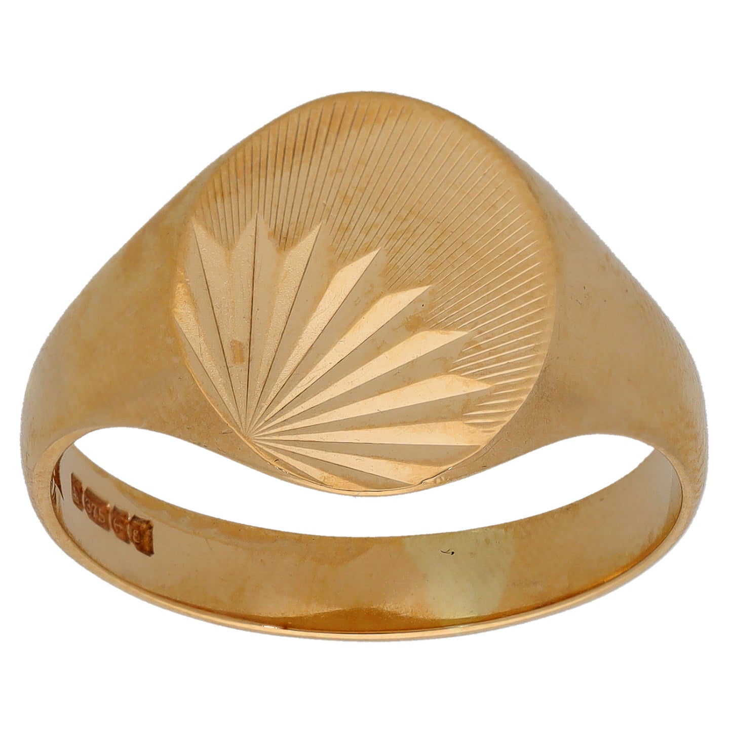 9ct Gold Patterned Signet Ring Size T