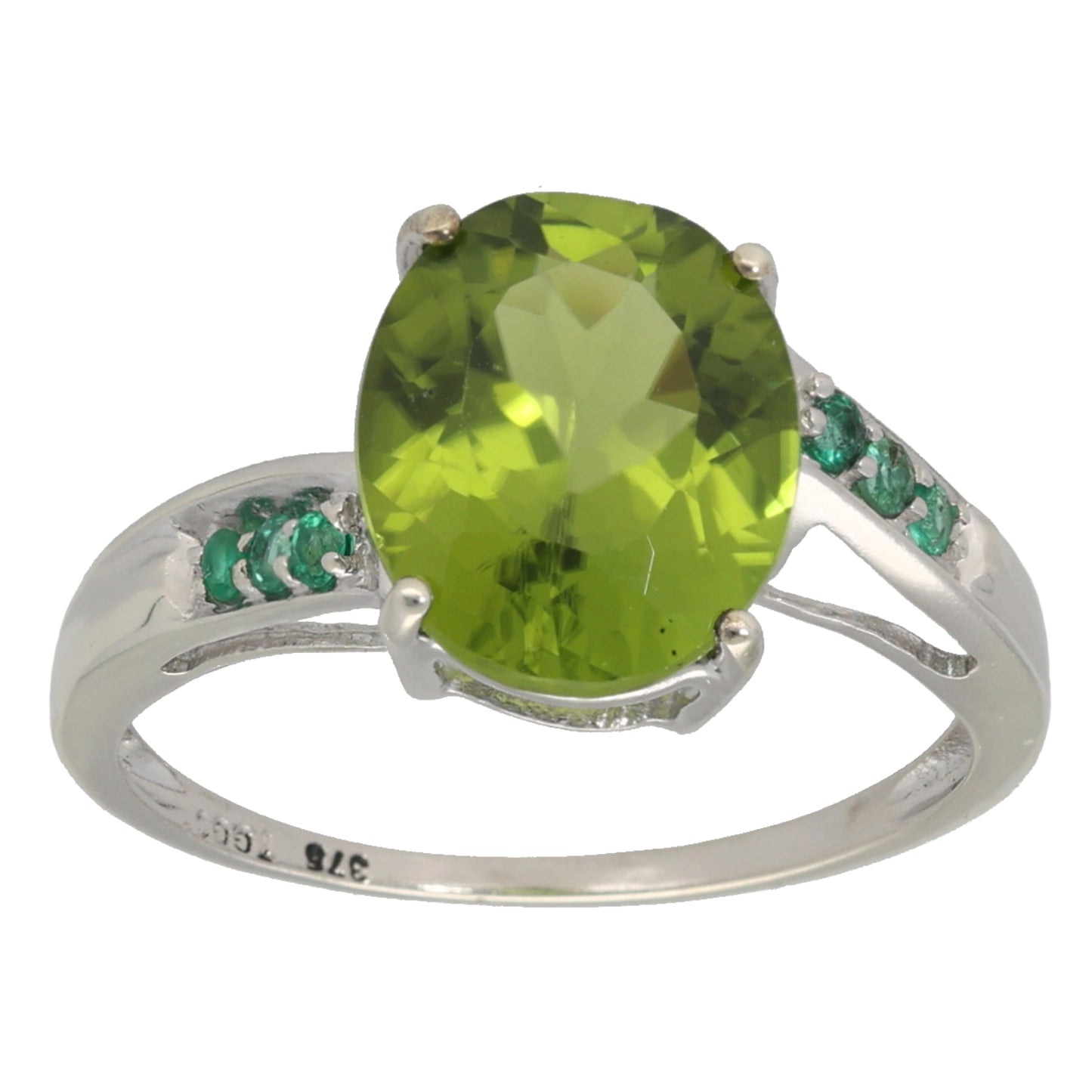 9ct Gold Peridot & Emerald Dress/Cocktail Ring Size N