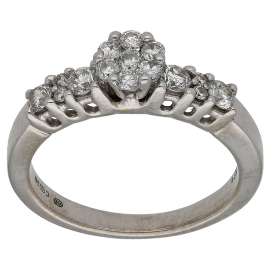 18ct White Gold 0.52ct Diamond Cluster Ring Size M