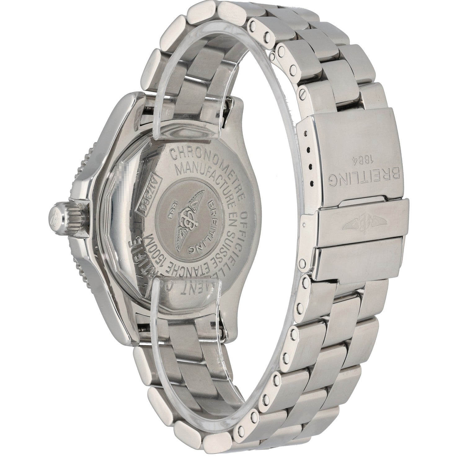Breitling Superocean A17364 stainless steel watch caseback with bracelet and bezel