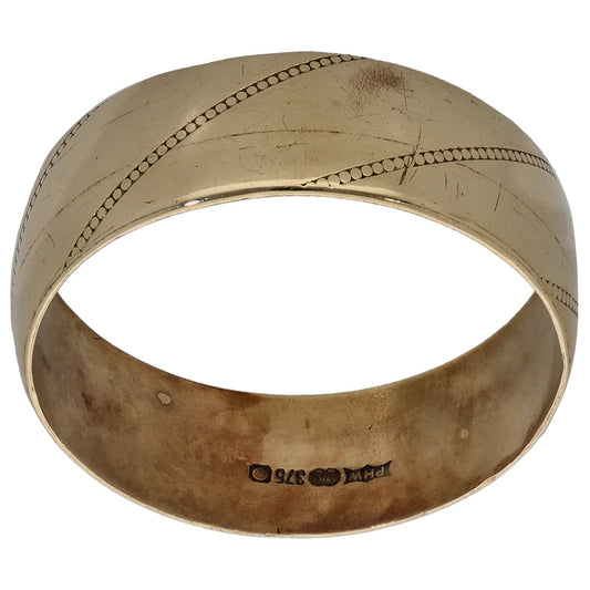 9ct Gold Patterned Wedding Ring Size S