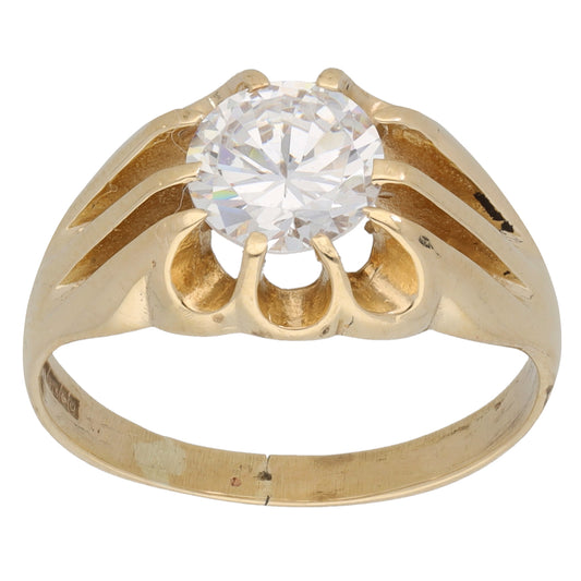 9ct Gold Cubic Zirconia Single Stone Ring Size P