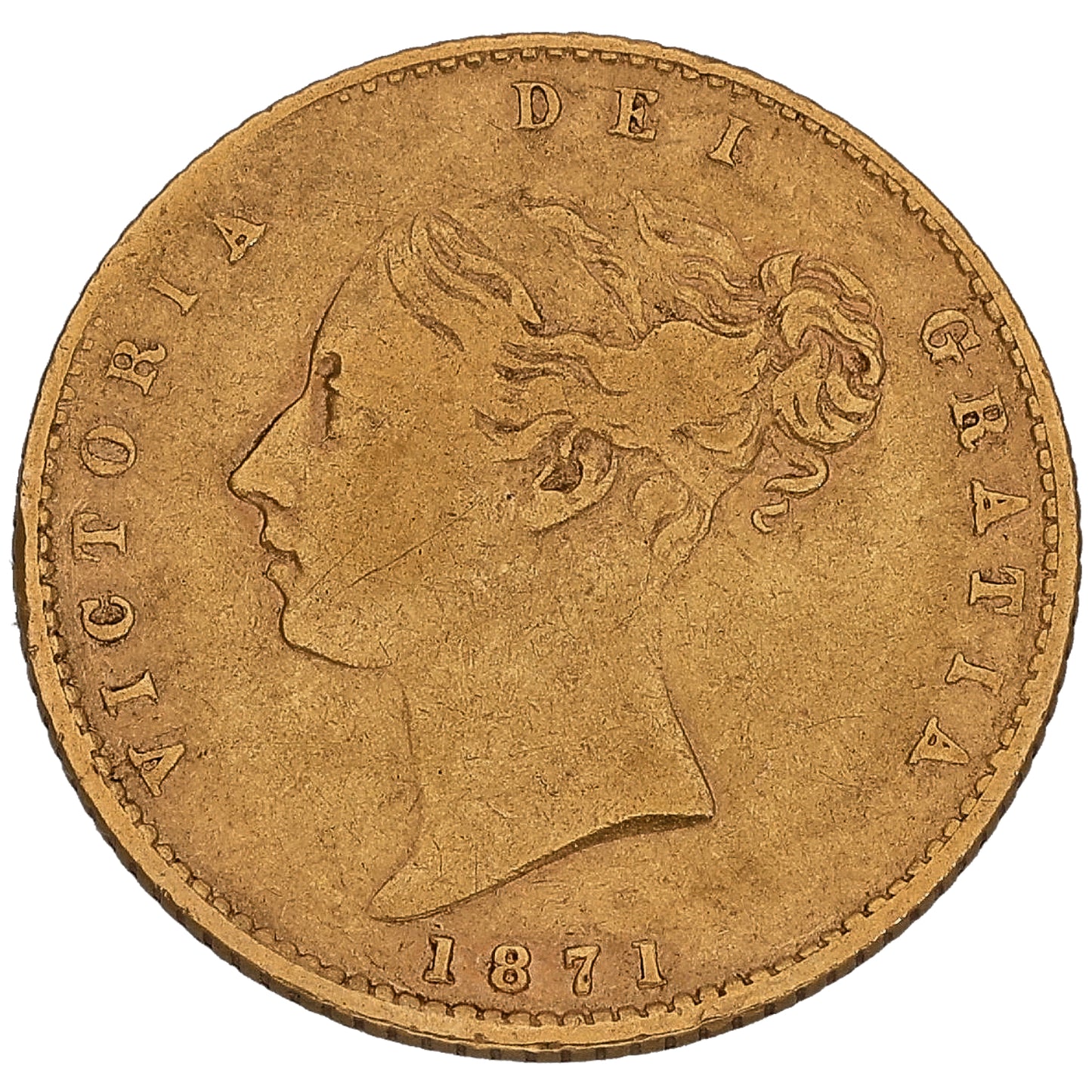 22ct Gold Queen Victoria Half Sovereign Coin 1871