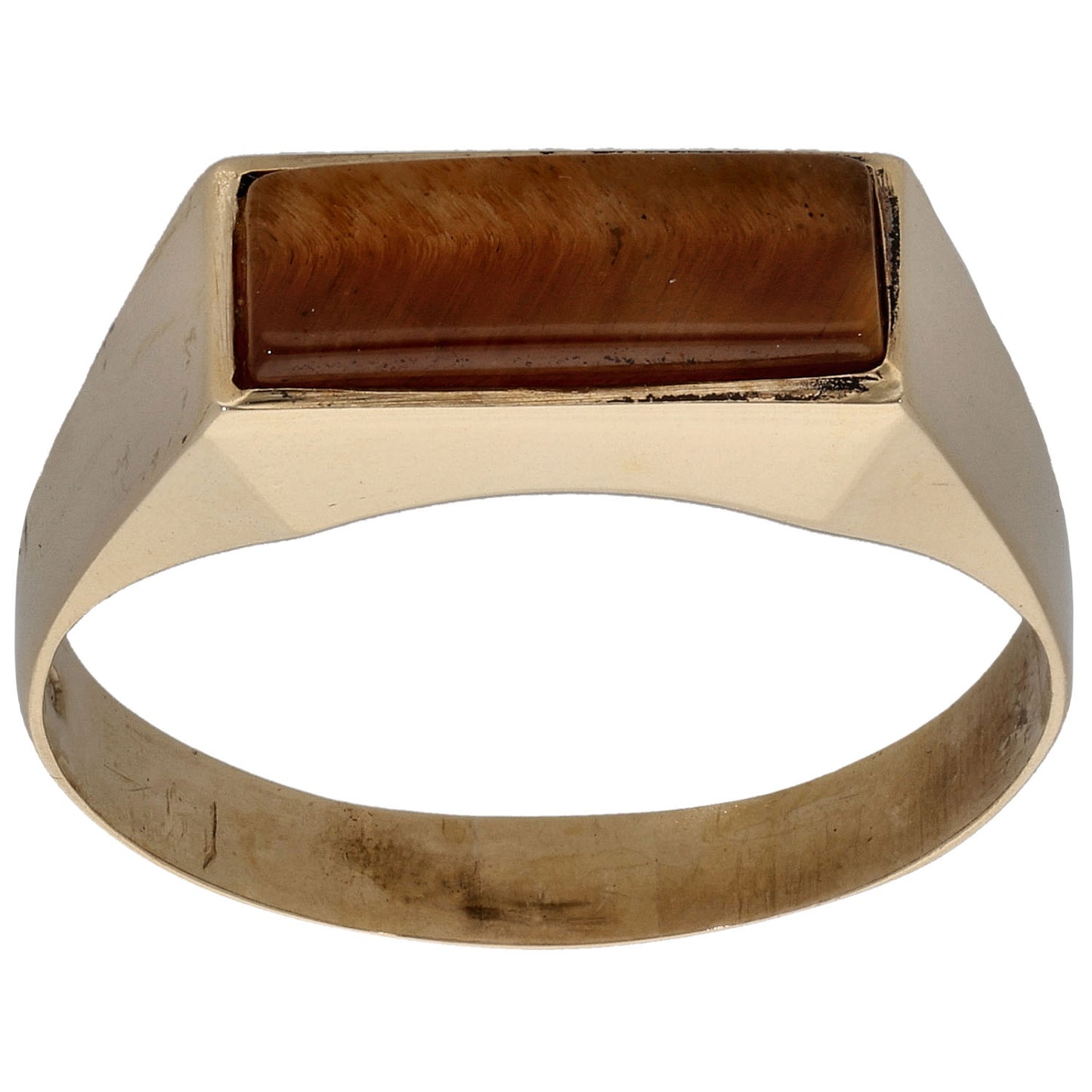 9ct Gold Tiger's Eye Single Stone Signet Ring Size X