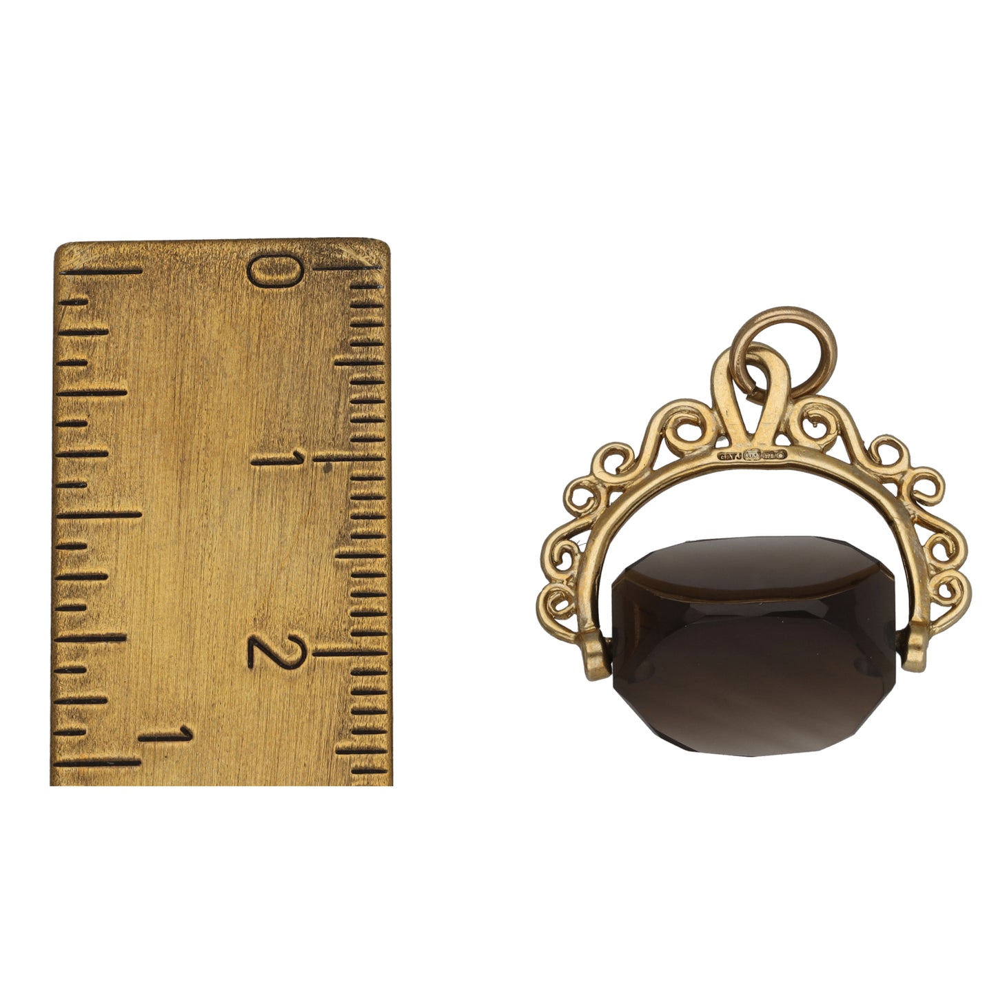 9ct Gold Smoky Quartz Fob Pendant