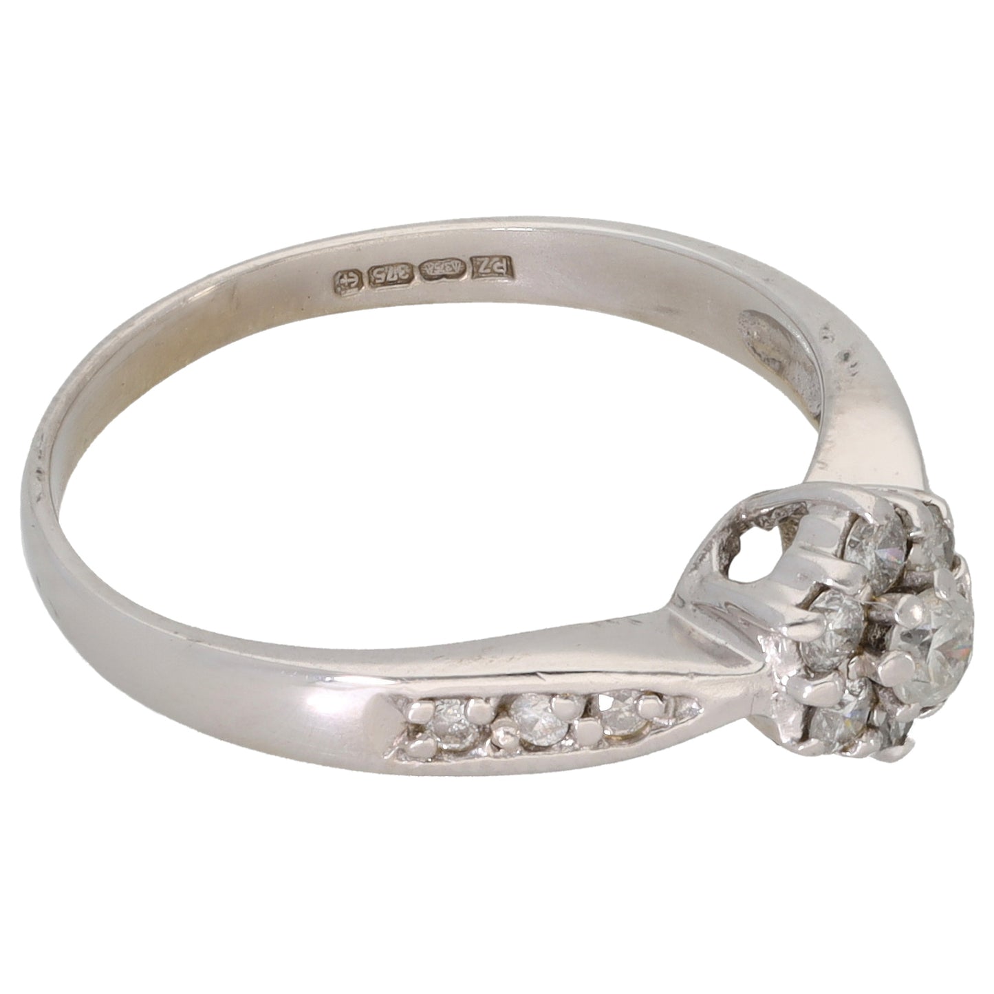 9ct White Gold 0.33ct Diamond Cluster Ring Size N