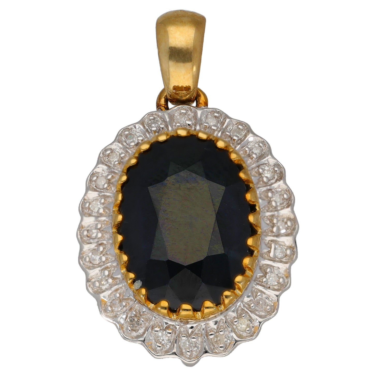 9ct Gold Sapphire & 0.12ct Diamond Dress/Cocktail Pendant