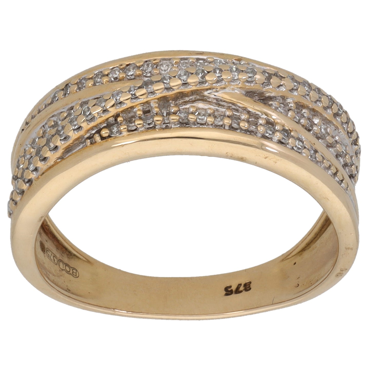 9ct Gold 0.36ct Diamond Half Eternity Ring Size M