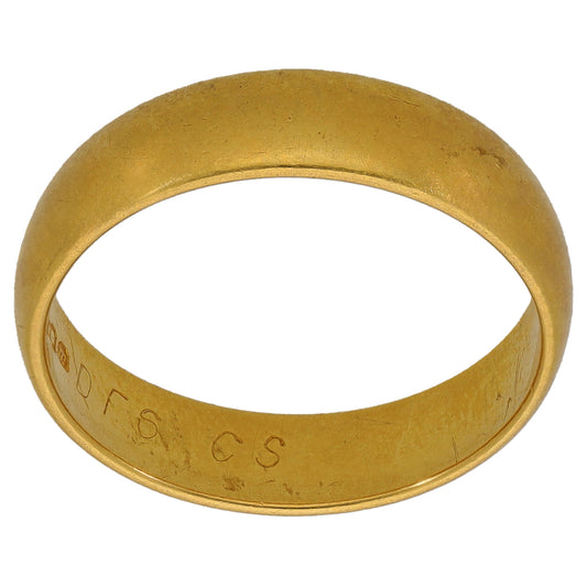 22ct Gold Plain Wedding Ring Size P