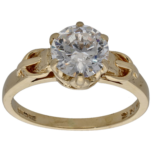 14ct Gold Cubic Zirconia Single Stone Ring Size K