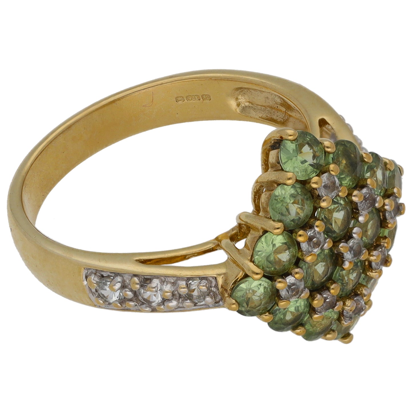 9ct Gold Sapphire & White Sapphire Dress/Cocktail Ring Size N