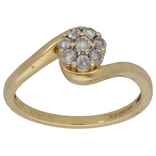 9ct Gold 0.25ct Diamond Cluster Ring Size L