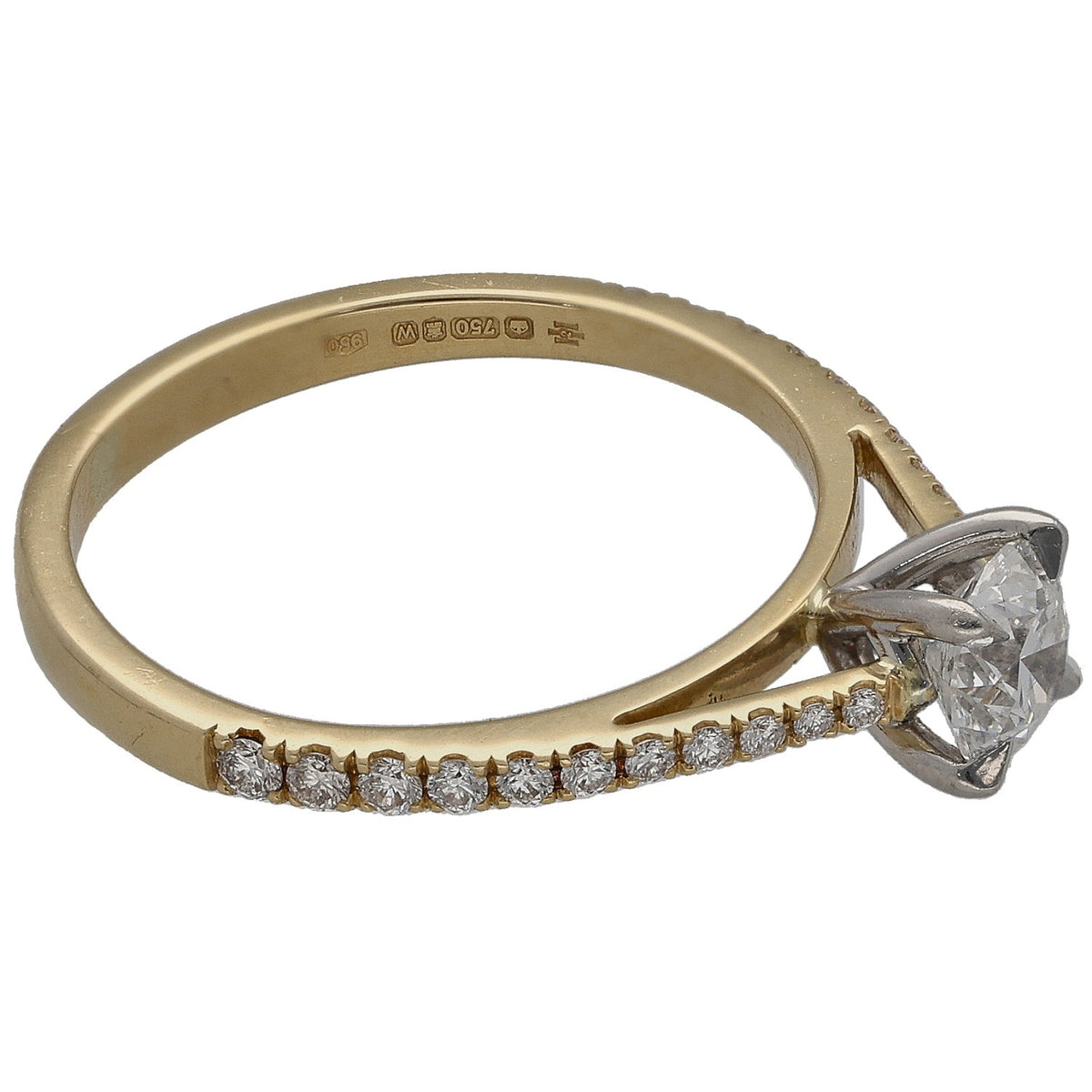 18ct gold diamond solitaire ring with accent stones