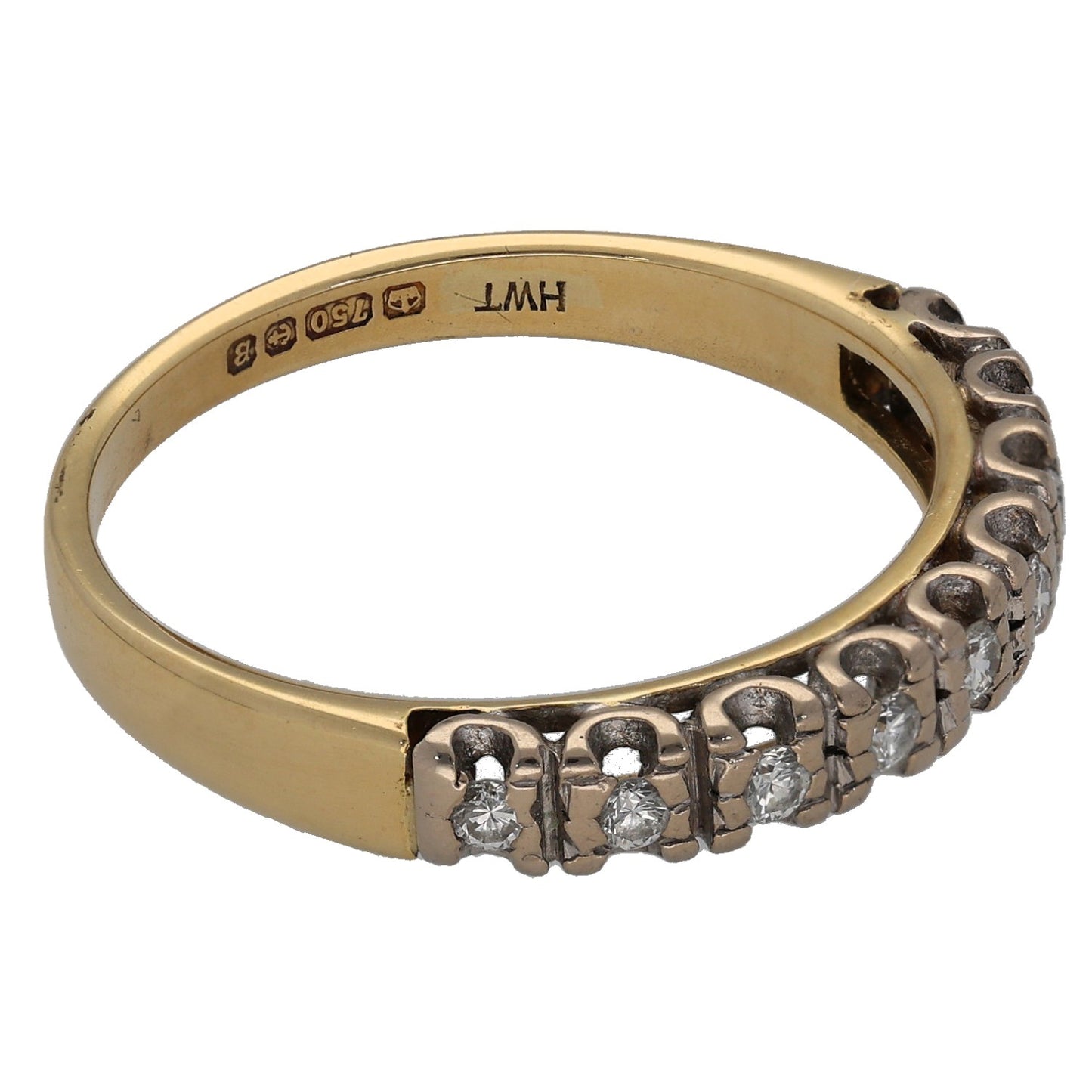 18ct Gold 0.09ct Diamond Half Eternity Ring Size O