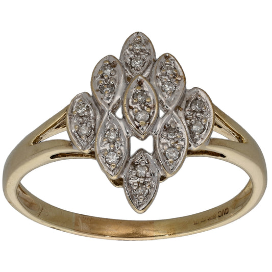 9ct Gold 0.18ct Diamond Cluster Ring Size T
