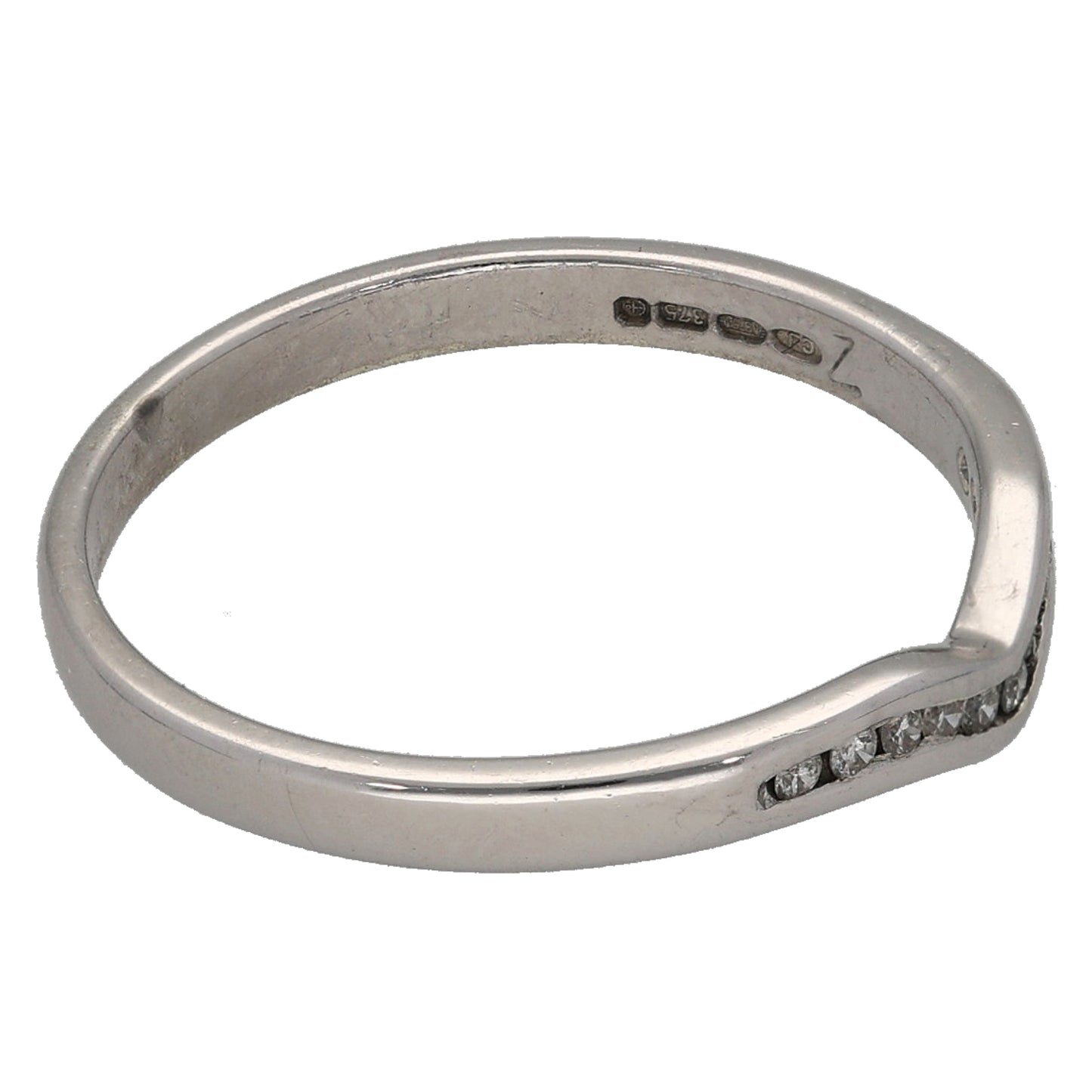 9ct White Gold 0.06ct Diamond Wishbone Ring Size M