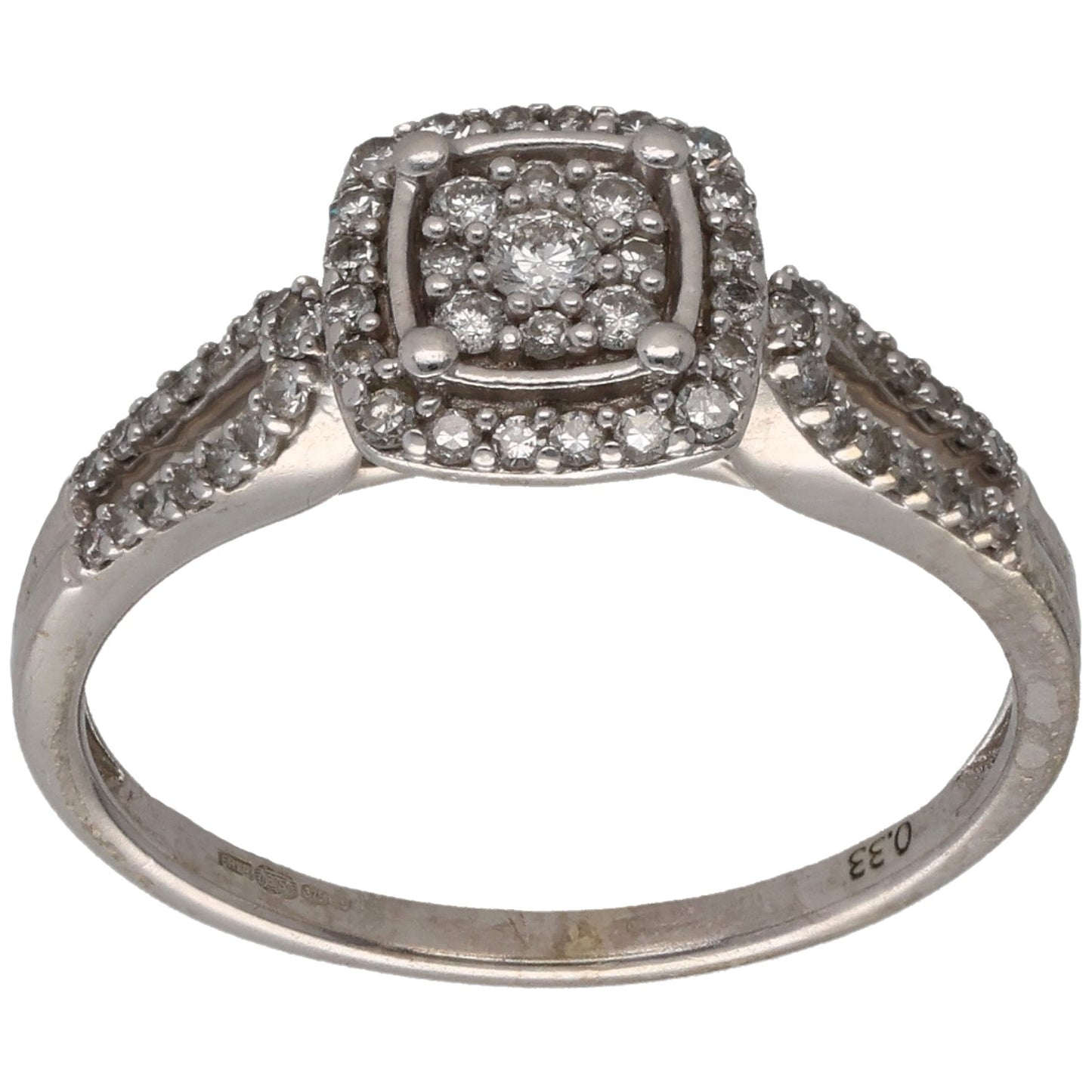 9ct White Gold 0.45ct Diamond Cluster Ring Size N