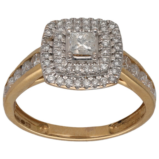 18ct Gold Ruby & 0.75ct Diamond Cluster Ring Size K