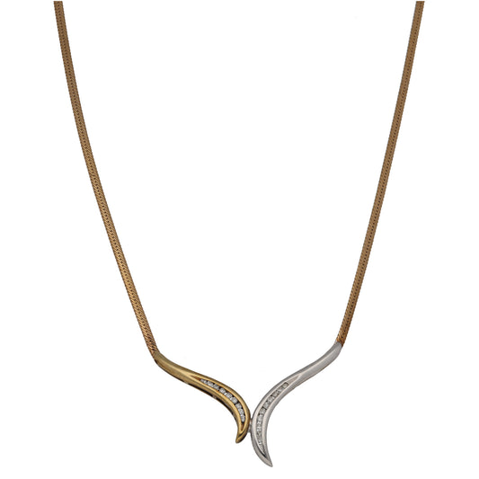 9ct Bi-Colour Gold 0.19ct Diamond Fancy Necklace 16"