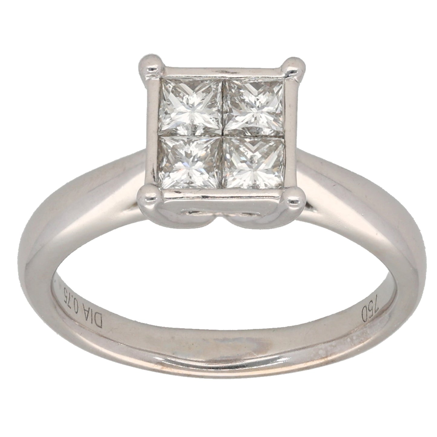 18ct White Gold 0.75ct Diamond Dress/Cocktail Ring Size L