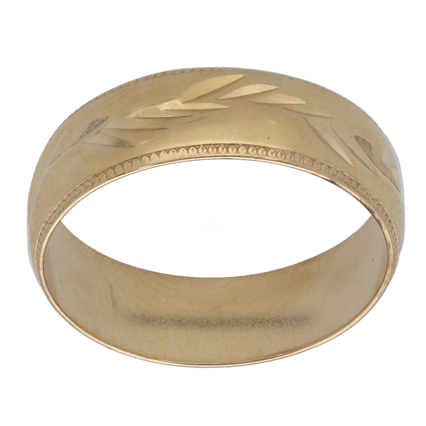 9ct Gold Patterned Wedding Ring Size N