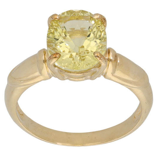 9ct Gold Green Quartz Single Stone Ring Size N
