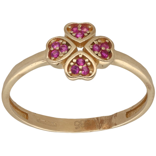 14ct Gold Man Made Ruby Dress/Cocktail Ring Size O