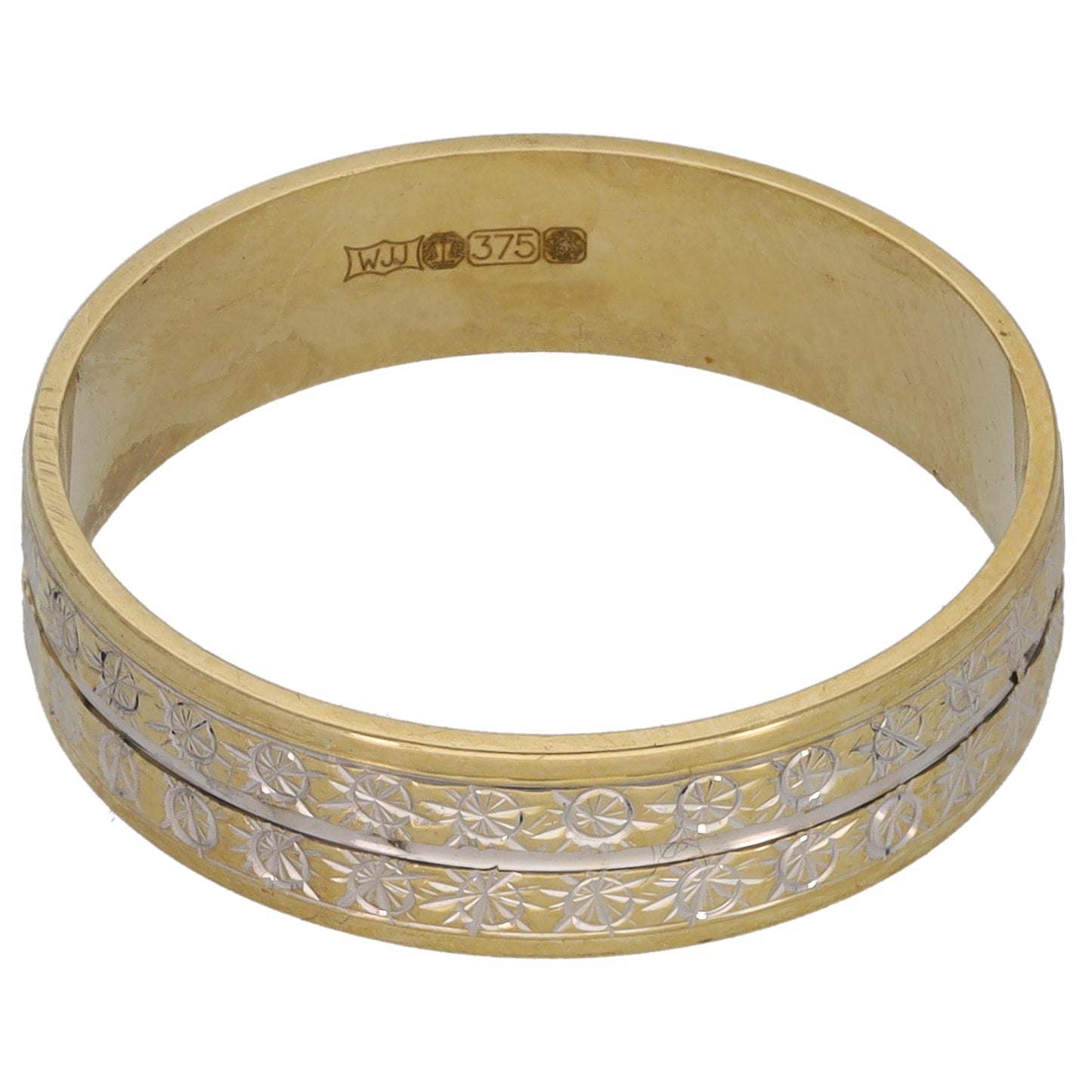 9ct Gold Patterned Wedding Ring Size Q