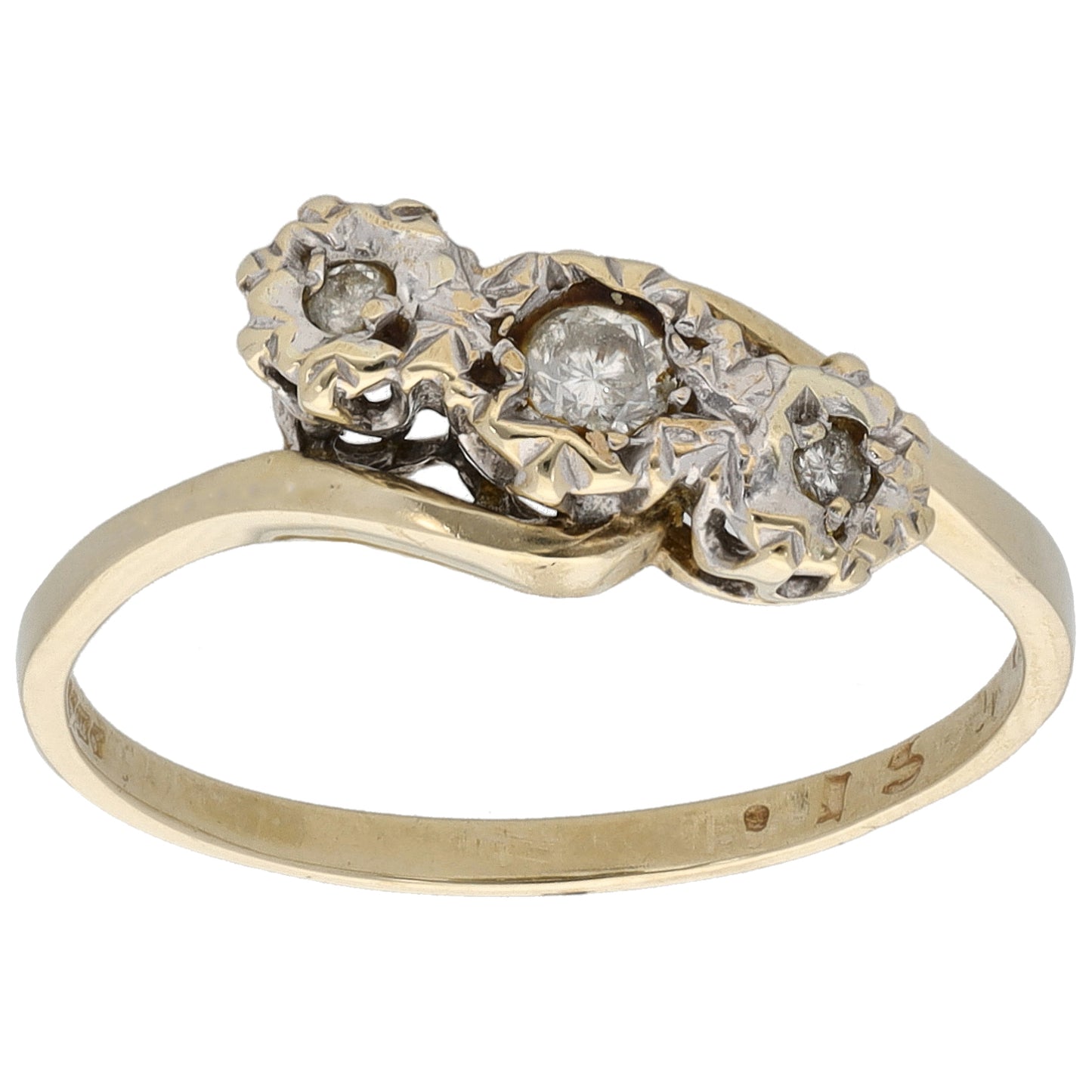 9ct Gold 0.09ct Diamond Trilogy Ring Size P