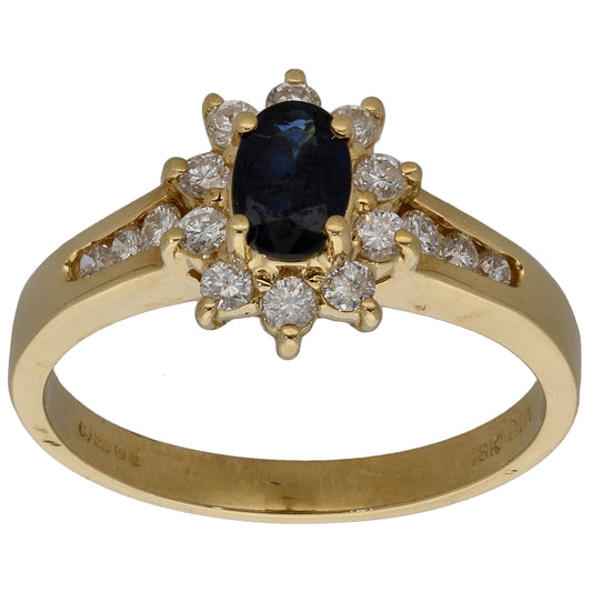 18ct Gold 0.44ct Diamond & Sapphire Dress/Cocktail Ring Size O
