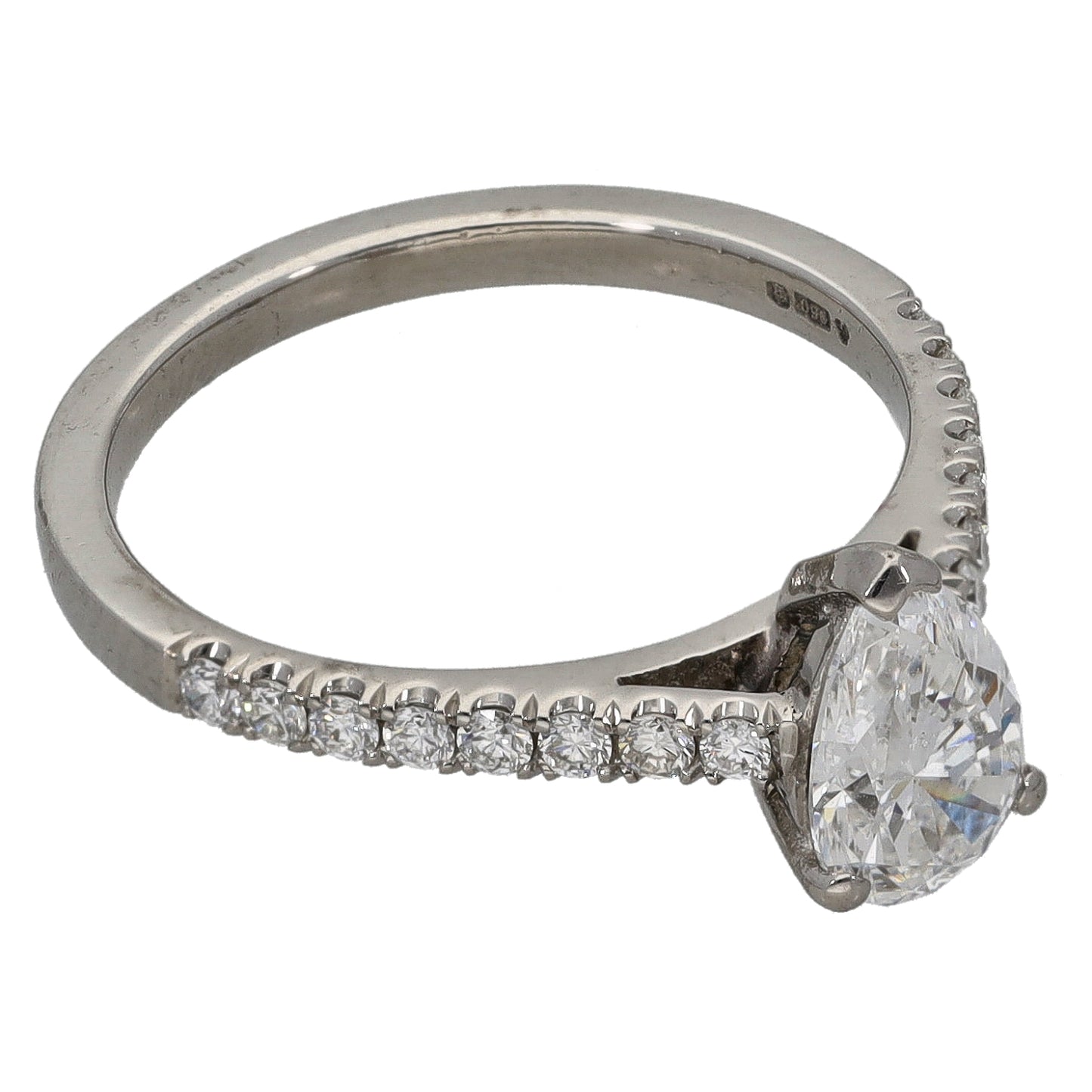 Platinum 1.13ct Diamond Solitaire Ring With Accent Stones Size K